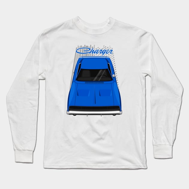 Dodge Charger 1968 - Dark Blue Long Sleeve T-Shirt by V8social